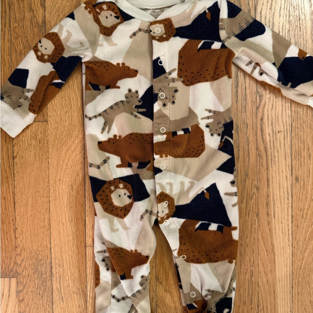 Carter's Animal Adventure Footie - Brown, Cream, Black